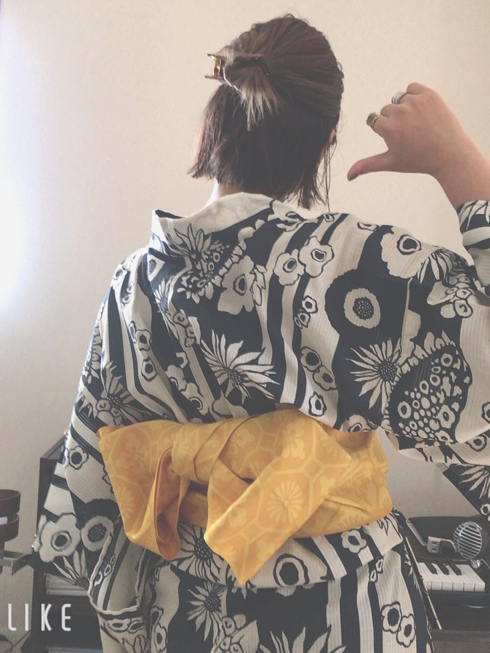 「浴衣#夏#夏祭り」｜「UNIQLOのアイテム（浴衣、ホワイト系）」を使った、ちゃんまいさん（レディース・165cm）の秋コーディネートの1枚目の写真