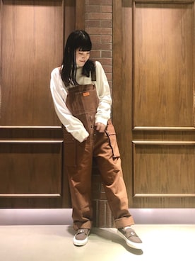「RAGEBLUE（レイジブルー）のアイテム（オールインワン・サロペット）」を使った、madokaさん（レディース・166cm）の秋コーディネート