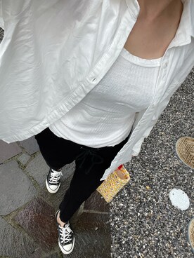 「CANAL JEAN（キャナルジーン）のアイテム（シャツ/ブラウス）」を使った、naaarmさん（レディース・157cm）の夏コーディネート