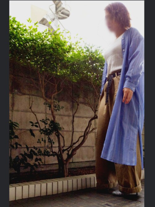yumi☆使用「LOWRYS FARM（シアーストライプシャツワンピース）」的時尚穿搭