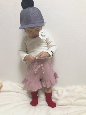 「BRANSHES（ブランシェス）のアイテム（ソックス/靴下）」を使った、riiさん（レディース・70cm）の冬コーディネート