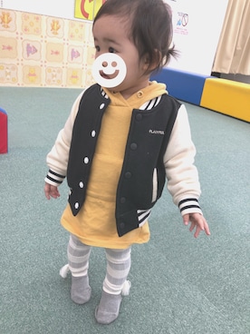 「西松屋（ニシマツヤ）のアイテム（ブルゾン）」を使った、riiさん（キッズ・70cm）の冬コーディネート