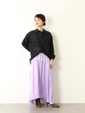 「アイテム（ブーツ、グリーン系）」を使った、moritaさん（レディース・153cm）の秋コーディネート