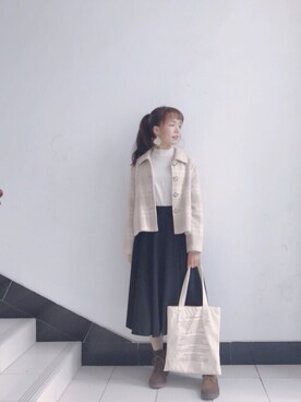 「学校」｜「アイテム（ブルゾン）」を使った、withchikaさん（レディース・160cm）の春コーディネート