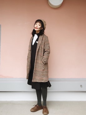 「Samansa Mos2 blue（サマンサモスモスブルー）のアイテム（ステンカラーコート）」を使った、withchikaさん（レディース・160cm）の冬コーディネート