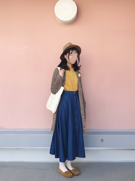 「Samansa Mos2 blue（サマンサモスモスブルー）のアイテム（ステンカラーコート）」を使った、withchikaさん（レディース・160cm）の冬コーディネート