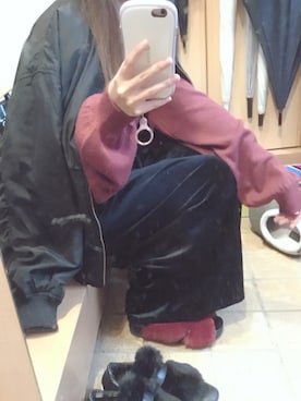 「ワインレッド」｜「アイテム（MA-1）」を使った、Maさん（レディース・148cm）の秋コーディネート