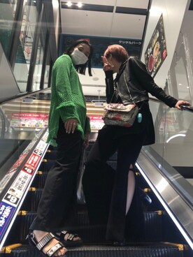 「PUBLIC TOKYO（パブリックトウキョウ）のアイテム（ライダースジャケット）」を使った、kapomoiさん（レディース・163cm）の春コーディネート