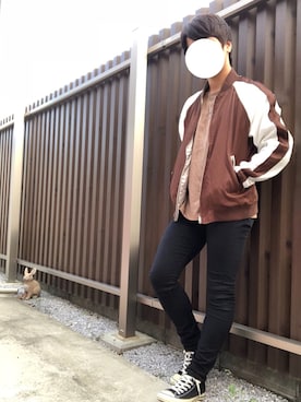 「秋のブラウンスタイル」｜「アイテム（ブルゾン）」を使った、にしおさん（メンズ・165cm）の秋コーディネート