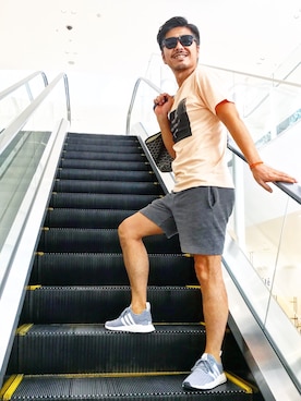 「adidas Originals（アディダスオリジナルス）のオリジナルス エヌ エム ディー [NMD RNR PK]（スニーカー）」を使った、NOBさん（メンズ・170cm）の夏コーディネート