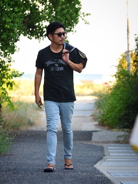 「HOLLYWOOD TO MALIBU（ハリウッド トゥ マリブ）のアイテム（トップス）」を使った、NOBさん（メンズ・170cm）の夏コーディネート