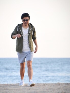 「海」｜「アイテム（ブルゾン）」を使った、NOBさん（メンズ・170cm）の秋コーディネート