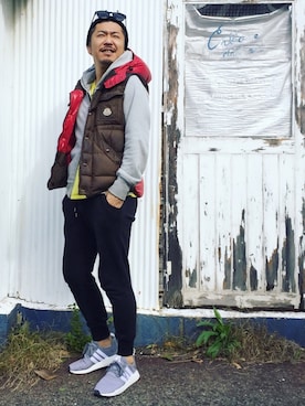 「アイテム（ダウンベスト、その他）」を使った、NOBさん（メンズ・170cm）の秋コーディネート