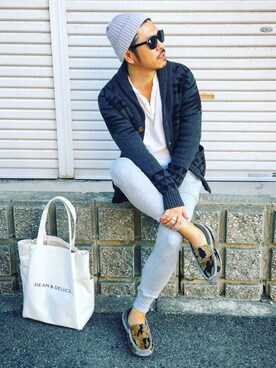 「WEGO（ウィゴー）のWEGO/ウェリントンタイプサングラス（サングラス）」を使った、NOBさん（メンズ・170cm）の秋コーディネート