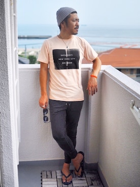 「サタデーズ ニューヨークシティ (Saturdays NYC)」｜「アイテム（サンダル）」を使った、NOBさん（メンズ・170cm）の夏コーディネート