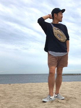 「UNIQLO（ユニクロ）のワッフルクルーネックT（5分袖）（Tシャツ/カットソー）」を使った、NOBさん（メンズ・170cm）の秋コーディネート