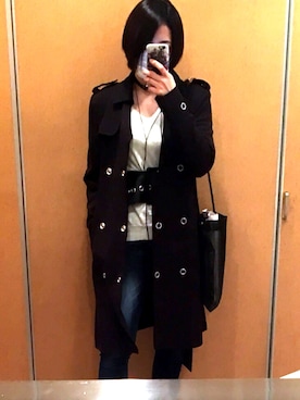 「stradivarius（ストラディバリウス）のアイテム（トレンチコート）」を使った、Hinokageさん（レディース・158cm）の春コーディネート