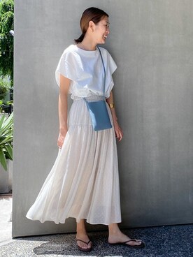 「NANO universe（ナノユニバース）のアイテム（ショルダーバッグ）」を使った、nano・universe lady's　STAFFさん（レディース・170cm）の夏コーディネート