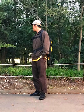 「Carhartt（カーハート）のアイテム（キャップ、グレー系）」を使った、ゆうきもーてぃーよこさん（メンズ）の秋コーディネート