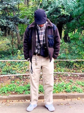 「connect（コネクト）のアイテム（ハンチング/ベレー帽）」を使った、ゆうきもーてぃーよこさん（メンズ・178cm）の秋コーディネート