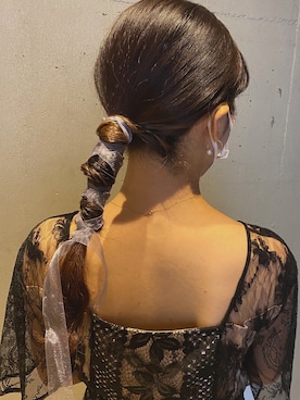 「LAGUNAMOON（ラグナムーン）のLADYシアーレースセットアップドレス（ドレス、ブラック系）」を使った、nozomiaokiさん（レディース・162cm）の秋コーディネート