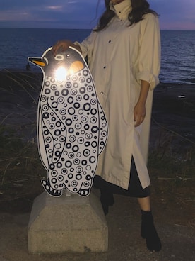 「UNIQLO（ユニクロ）のライトロングコート（その他アウター、ベージュ系）」を使った、nozomiaokiさん（レディース・162cm）の秋コーディネート