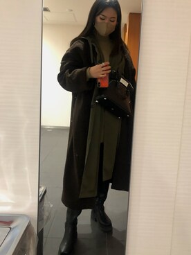 「CLANE（クラネ）のアイテム（モッズコート）」を使った、nozomiaokiさん（レディース・162cm）の冬コーディネート