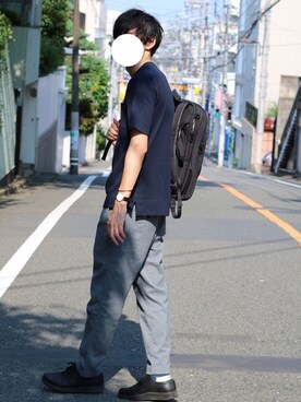 「C6（シーシックス）のアイテム（バッグ）」を使った、ワタルさん（メンズ・180cm）の夏コーディネート