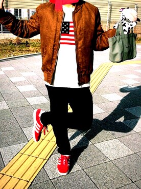 「ZARA MANのアイテム（ブルゾン）」を使った、KENSHIさん（メンズ・167cm）の冬コーディネート