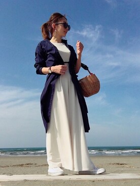「海」｜「アイテム（シャツワンピース）」を使った、keiさん（レディース・160cm）の春コーディネート