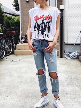 「BACKS（バックス）のアイテム（パンツ）」を使った、keiさん（レディース・160cm）の夏コーディネート