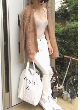 「H&M（エイチ・アンド・エム）のアイテム（パンツ、ホワイト系）」を使った、keiさん（レディース・160cm）の秋コーディネート