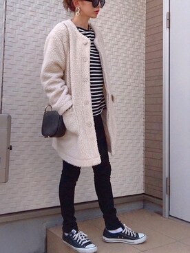 「セントジェームス」｜「アイテム（ノーカラージャケット）」を使った、keiさん（レディース・160cm）の秋コーディネート