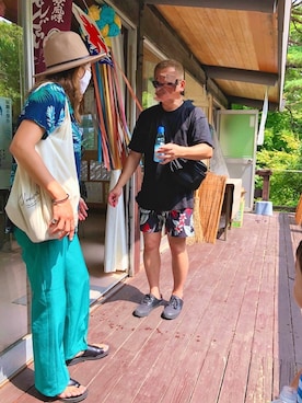 「アロハシャツ」｜keiさん（レディース・160cm）の夏コーディネート