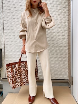 「リブニットパンツ」｜keiさん（レディース・160cm）の秋コーディネート