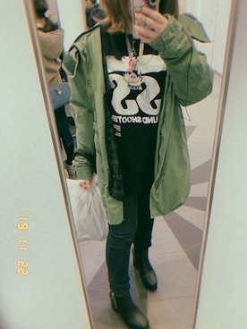 「古着好きな人と繋がりたい」｜「アイテム（モッズコート）」を使った、ゆきさん（レディース・155cm）の秋コーディネート