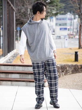 「パーカーベスト」｜Nylaus officialさん（メンズ・168cm）の冬コーディネート