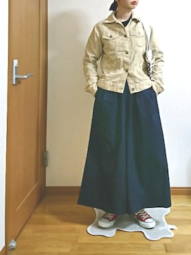 「ピクニック」｜「アイテム（その他アウター）」を使った、ばな奈さん（レディース・157cm）の春コーディネート