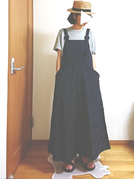 「teva」｜「アイテム（ジャンパースカート）」を使った、ばな奈さん（レディース・157cm）の夏コーディネート