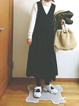 「Samansa Mos2 blue（サマンサモスモスブルー）のアイテム（その他アウター）」を使った、ばな奈さん（レディース・157cm）の冬コーディネート