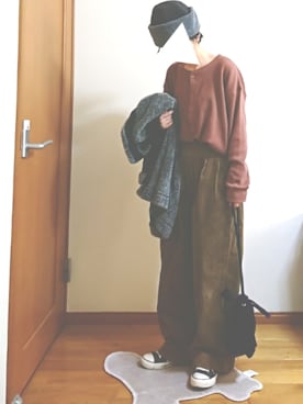 「ワッフル」｜「アイテム（ラッピングキット）」を使った、ばな奈さん（レディース・157cm）の冬コーディネート