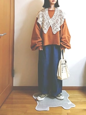 「レースストール」｜ばな奈さん（レディース・157cm）の春コーディネート