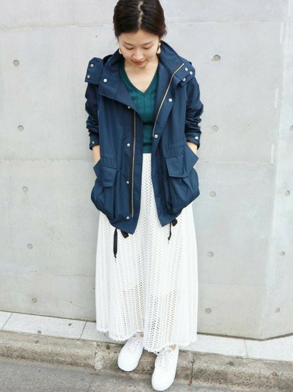 IENA（イエナ）の「ライトカルゼ ラウンドテールフードブルゾン