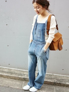 「IENA」｜「アイテム（オールインワン・サロペット）」を使った、Suzyさん（レディース・159cm）の冬コーディネート