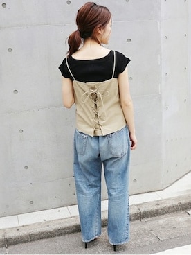 AURALEE レースアップキャミソール◇を使った人気ファッション  