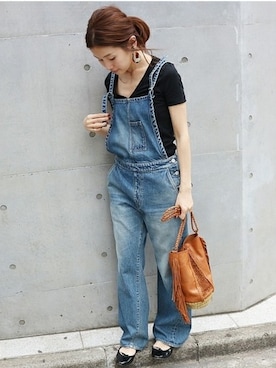 「IENA」｜「アイテム（オールインワン・サロペット）」を使った、Suzyさん（レディース・159cm）の春コーディネート