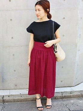 「IENA（イエナ）のアイテム（スカート）」を使った、Suzyさん（レディース・159cm）の夏コーディネート