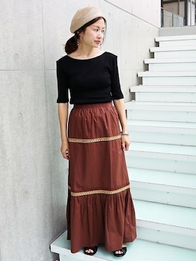 「IENA」｜「アイテム（ハンチング/ベレー帽）」を使った、Suzyさん（レディース・159cm）の夏コーディネート
