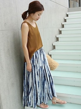 「IENA（イエナ）のアイテム（かごバッグ）」を使った、Suzyさん（レディース・159cm）の夏コーディネート