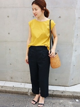 「IENA（イエナ）のアイテム（パンツ）」を使った、Suzyさん（レディース・159cm）の夏コーディネート